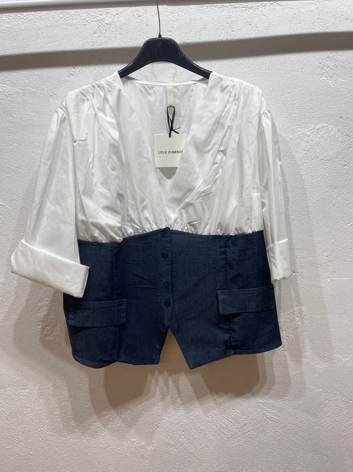 Blusa in denim curvy