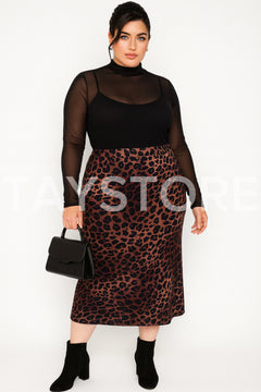 Gonna in raso leopardata