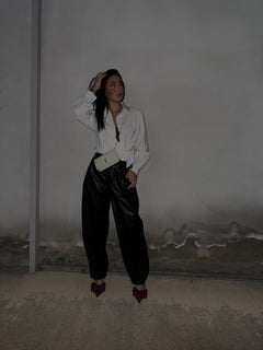 Pantaloni ecopelle baloon