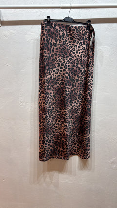 Gonna in raso leopardata