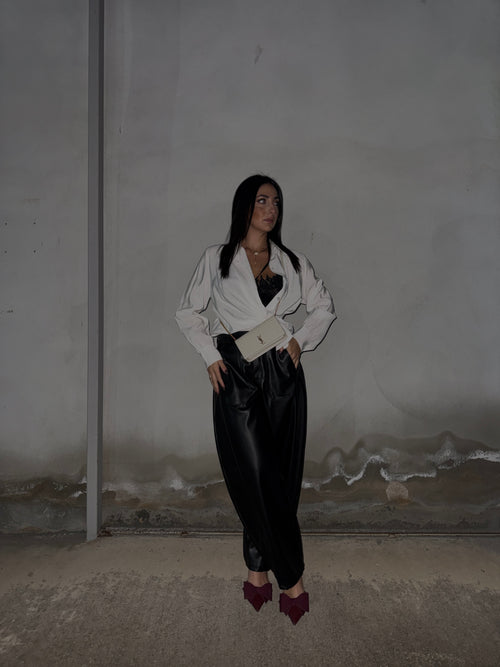 Pantaloni ecopelle baloon